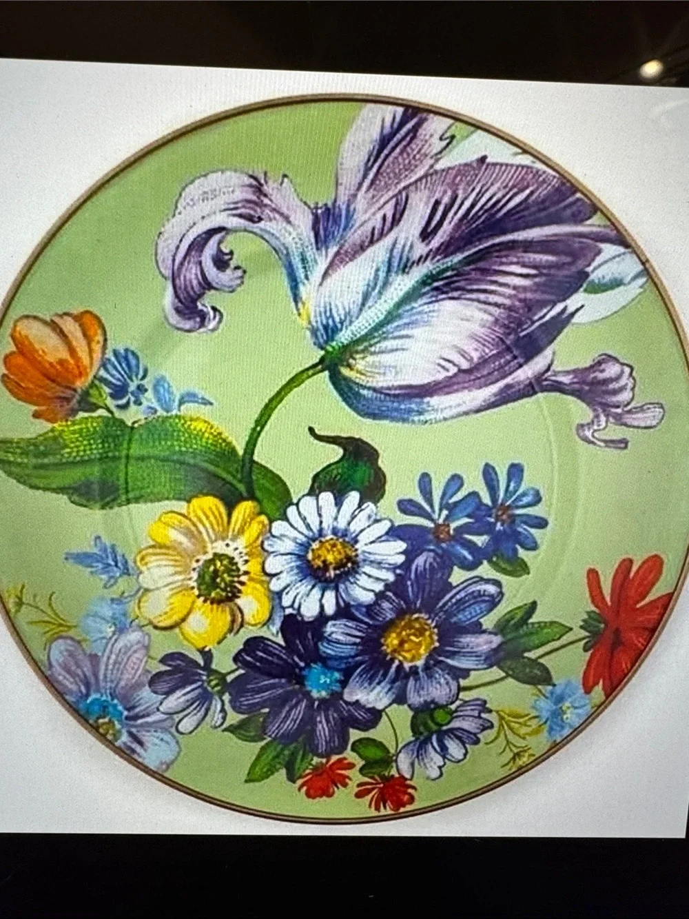 MacKenzie-Childs Retired Green Flower Market Dinner Plate 10